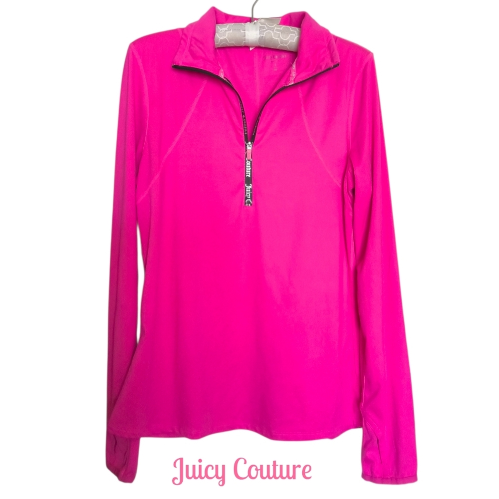 Juicy Couture Sport Hot Pink Long Sleeve Top with Thumbhole Cuffs Size Medium